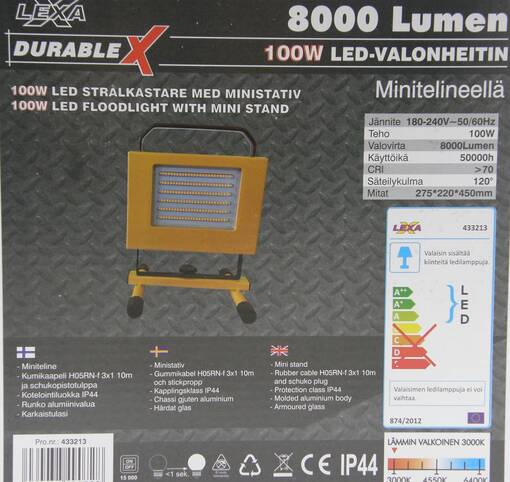 Lexa durablex led-valaisin minitelineellä 8000lm 100w ip44 10m. scuko - Valaisimet - 10-261691 - 1