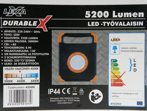 Lexa led-työvalaisin 5200lm 50w - Valaisimet - 10-261692 - 1