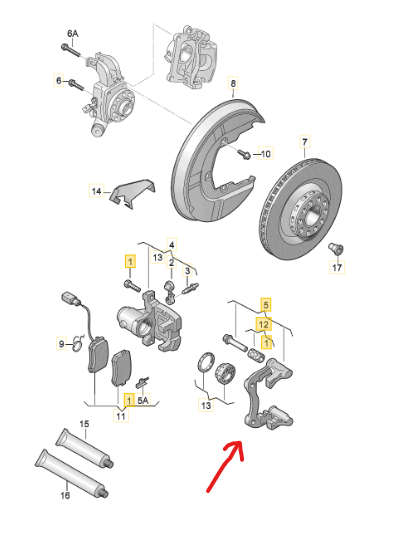 Jarrusatulankannake taakse VW 2003- - Automallisi varaosat - 10-261584 - 1