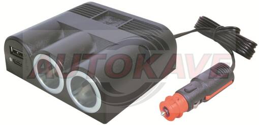 USB+2xtehorasia 12/24V johto - Pistokkeet ja rasiat - 10-261136 - 1