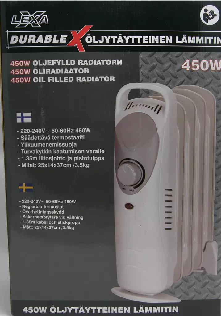 Lämmitin öljytäytteinen 450 W | LX - Sähköpatterit - 10-261719 - 1